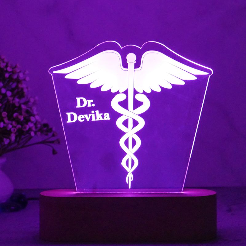 Personalized Doctor Lamp with Name & Logo | Best Thankyou Gift to Doctor with Multicolored Light